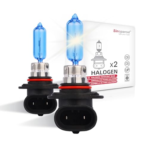 Sinoparcel HB3/9005 Halogène Ampoule 5000K Blanche, Lampe Originale au Remplacer pour Projecteur pour Feux de Route/Croisement Voiture, DC12V 65W, Lot de 2