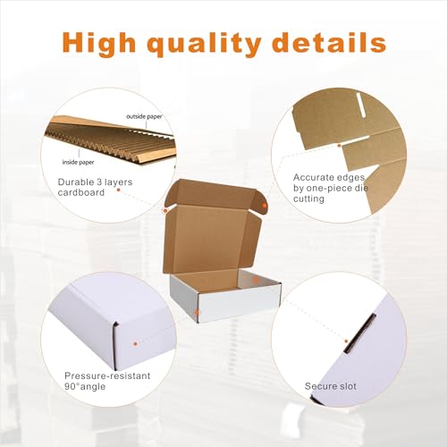 CH-BOX 250 Pack 7x6x2'' Small Shipping Boxes, Corrugated Cardboard Mailers for Business, White (CM762-250) by CH-BOX - Image 2