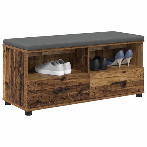 Banco de pasillo de madera 100x38x46 cm con cojín y almacenaje 4