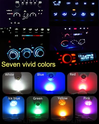 Image of WLJH Pink T3 LED Bulb Neo Wedge 8mm Base for Climate Control Dash Panel | 3030 SMD, 12V, 60,000 Hours Lifespan, 360 Light Output, HVAC Control, Dashboard Switches, Instrument Panel, 10-Pack