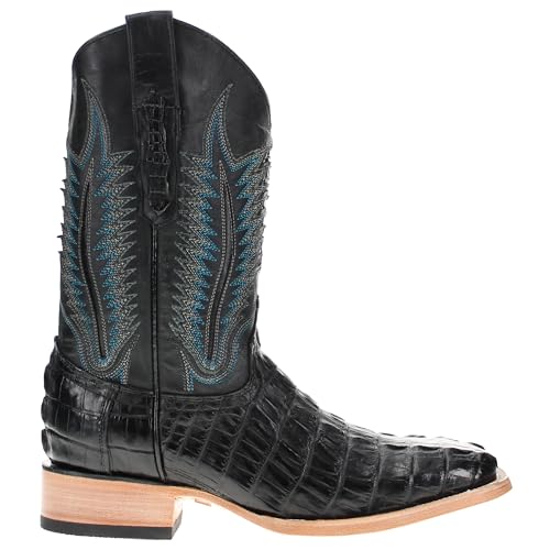 Vaccari Men's Paxton Gator Hornback Tail Leather Broad Square Toe Western Cowboy Boots3