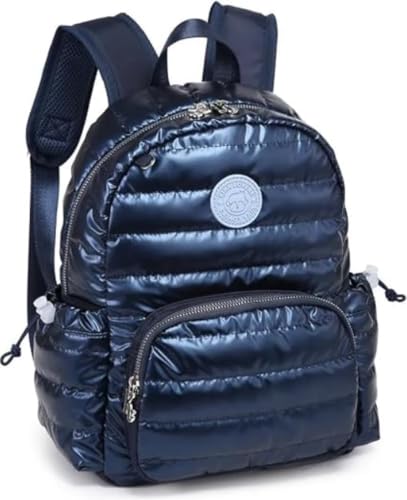 Mochila Feminina Kika Pequena Metalizada Casual Luxo (Azul)