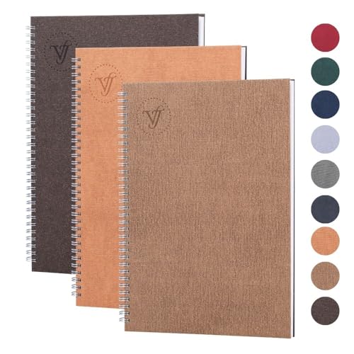 Victoria's Journals Notebook A4, Hardcover, Pack of 3 notebooks, Lined pages, Luxury notebooks, Elegant Printing Series, Diary lined notebook, Spiral notebook a4 (A4, Brown)