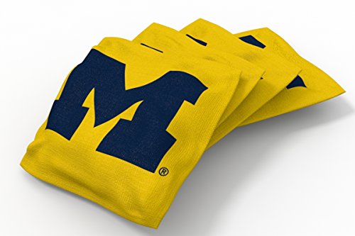 Wild Sports NCAA College Michigan Wolverines Yellow Authentic Cornhole Bean Bag Set (4 Pack)