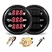MH Triple Gauge Set - Water Temp (104°F-248°F), Oil Pressure (0-145PSI), Voltmeter (9-32V), AUTO Gauge with Sensors 2" 52mm 3-in-1 Boat Marine Meter Kit (Black)