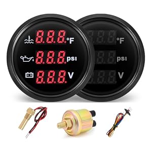 MH 3-in-1 Triple Gauge: Water Temp, Oil Pressure & Voltage