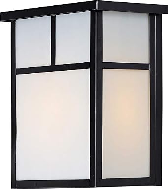 Maxim Lighting Coldwater 1-Light Outdoor Wall Lantern | Black Finish | White Glass Shade | Craftsman Outdoor Wall Lantern for Front Doors and Entryways | Wet-Location Rated | 4050WTBK