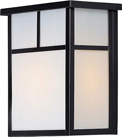 Maxim Lighting Coldwater 1-Light Outdoor Wall Lantern | Black Finish | White Glass Shade | Craftsman Outdoor Wall Lantern for Front Doors and Entryways | Wet-Location Rated | 4050WTBK