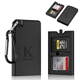 Pop-up Small Memory Card Case Holder for 2 SD SDHC SDXC Cards & 2 CFexpress Type A Cards with Carabiner, Portable Anti-Shock Splash-Proof SD CFA Card Case Storage Protector Organizer Keeper Container