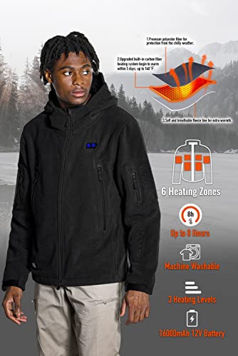 Antarctica Gear Heated Jacket With 12V 16000Mah Battery Pack, Polar Fleece Coat For Men Women, Fit Zip Hood Winter Jacket #TOP2