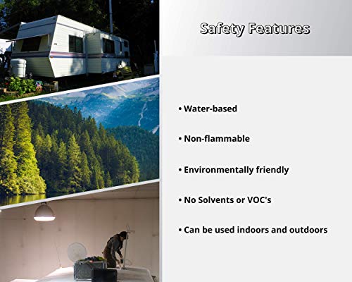 L R Liquid Rubber RV Roof Coating/Sealant 5 Gallon Kit - Includes RV Coating, 4 Inch x 50 Foot Seam Tape, EPDM Primer, TSP Cleaner, Brushes, Rollers, and Gloves - Brilliant White