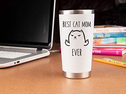 Klubi Cat Mom Gifts For Women - Travel Mugs/Tumbler - 20Oz Mug For Coffee/Tea-Funny Gifts For Cat Themed Things, Lovers, Crazy Cat Lady Gift #TOP2