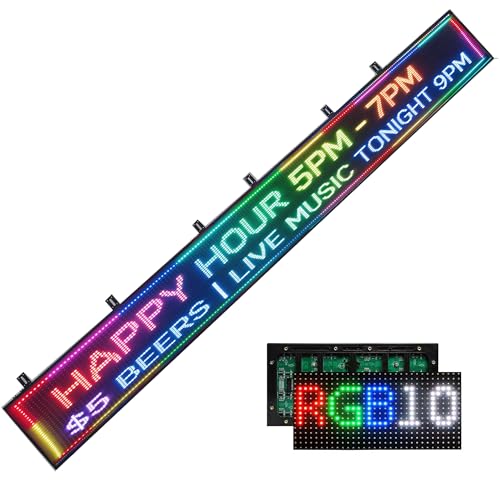 Image of P10 Programmable Scrolling LED SIGN 115 inchx14 inch LED Display, 4000cd /m High Brightness led Display with WIFI+USB, Waterproof Outdoor Digital Sign Screen, SMD Technology Open Sign for Advertising Advertising