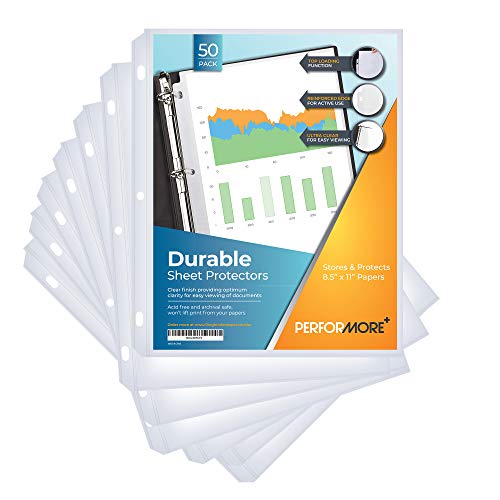 50 Sheet Protectors, Durable Clear Page Protectors 8.5 X 11 Inch For 3 Ring Binder, Plastic Sheet Sleeves, Durable Top Loading Paper Protector With Reinforced Holes, Archival Safe #TOP1