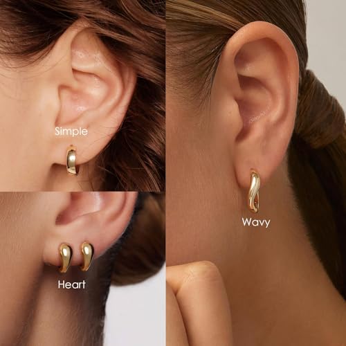 3 Pairs Gold Hoop Earrings for Women Trendy Dainty Gold Huggie Earrings 14k Gold Stud Earring Hypoallergenic Earrings Small Hoop Earrings for Gifts4