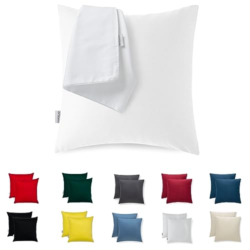 Flowen Fundas de Cojin 45x45 de Microfibra Juego de 2 Funda de Almohada del Sofá Decorativas con Cremallera Invisible Tejido Suave y Lavable Antiácaros Transpirable Hipoalergénico para Cama y Silla