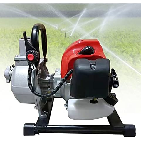 Petrol Water Pump, 42.5cc 2-Stroke Portable Petrol Water Pump, 1450W Petrol Pond Pump, Garden Water Pump for Drainage, Irrigation, Drainage and Pond Care (Silver) Cover