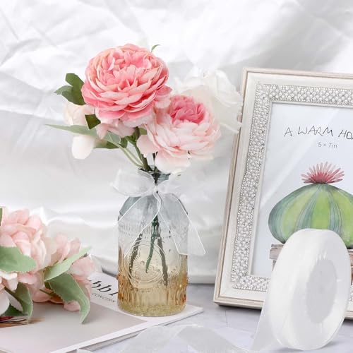Aeaocvo Ruban en mousseline de soie blanche de 20 mm de large - 45 m de long - Ruban transparent en organza pour Noël, mariage, cadeau de fête, anniversaire, décoration de cadeau – vue 5
