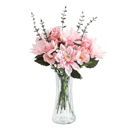 Glasseam Große Vase Glas für Home: Elegante Blumenvase Modern für Wohnzimmer Esstisch Küche Regal Tischdeko - Klar Vasen Deko Glasvase Gross für Blumen Blumensträuße Roses