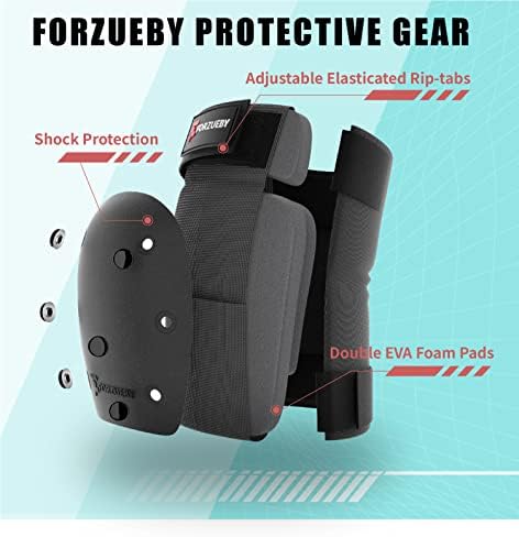 Forzueby Adult/Kids Knee Pads Elbow Pads Wrist Guards 6 in 1 Protective Gear Set for Inline Roller Skating Skateboarding Scooter BMX etc. — view 3