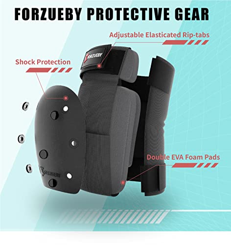 Forzueby Adult/Kids Knee Pads Elbow Pads Wrist Guards 6 in 1 Protective Gear Set for Inline Roller Skating Skateboarding Scooter BMX etc - Image 4