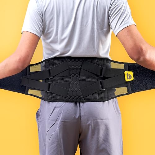 Image of betterhood Premium LS Back Support Belt for Back Pain, Orthopedic Waist Support | EasyMove StableMax Design with 8 Stabilizers, Central Rigid Contour, Light AeroMesh, Adjustable Compression (Size L)