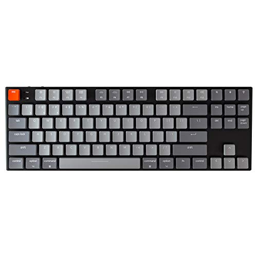 Keychron K1 Bluetooth Mechanical Keyboards,Wireless Mechanical Gaming Keyboard with Low Profile Gateron Blue Switch/White LED Backlight/USB C, 87 Keys N-Key Rollover for Mac Windows PC Gamer-Version 4