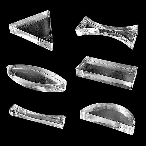 Image of 6 PCS Physical Optical Acrylic Convex Concave Lens Set, Triangular Semicircular Rectangular Prism Physics Demonstration Tools Equipment for Physics Teaching Students Lab Photography Science