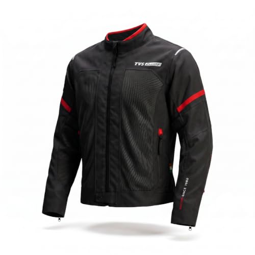 Image of TVS Racing Tech-Core Road Jacket for Men | CE2 armour <5kN at Shoulders Elbows and Back | 600D Chassis | 310gsm Vent Mesh | High-Vis Reflective Tech| YKK zippers