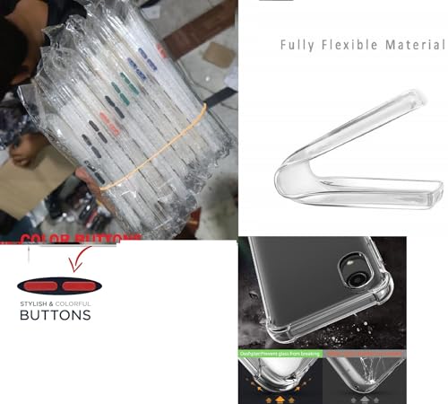 Image of COVERBLACK Flexible Defender Bumper Back Case with Edges and Color Button Back Cover for Vivo V2127 / Vivo Y55 5G - Transparent