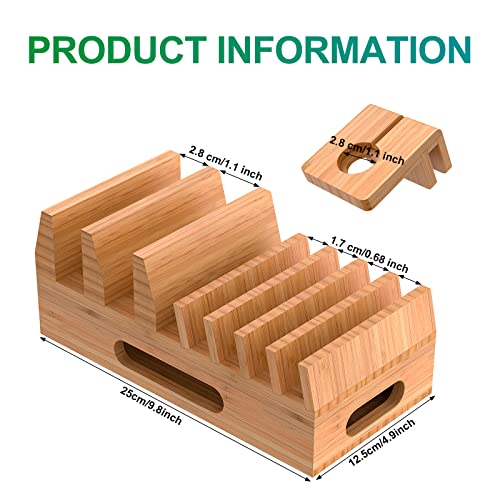 Pezin & Hulin Bamboo Charging Station Organizer For Multiple Devices & Wood Desktop Docking Charging Stand Such As Cell Phone, Tablets, Phone Case And Watch Stand (No Usb Charger) #TOP3