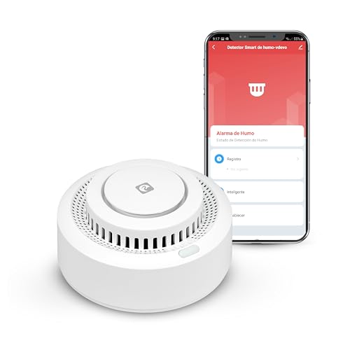 Garza Smart - Detector de Humo WiFi Inteligente con Notificaciones en Tiempo Real por App, Alarma Sonora de 85db y Señal indicador LED, Instalación para Techo.