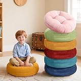 Degrees of Comfort 6Pcs Round Floor Cushions for Kids, Waterproof Flexible Seating for Classroom Elementary, Safe Smolder Resistance Sitting Pillows with Handles, 15-inch, Multicolor