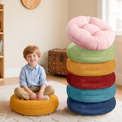 Degrees of Comfort 6Pcs Round Floor Cushions for Kids, Waterproof Flexible Seating for Classroom...