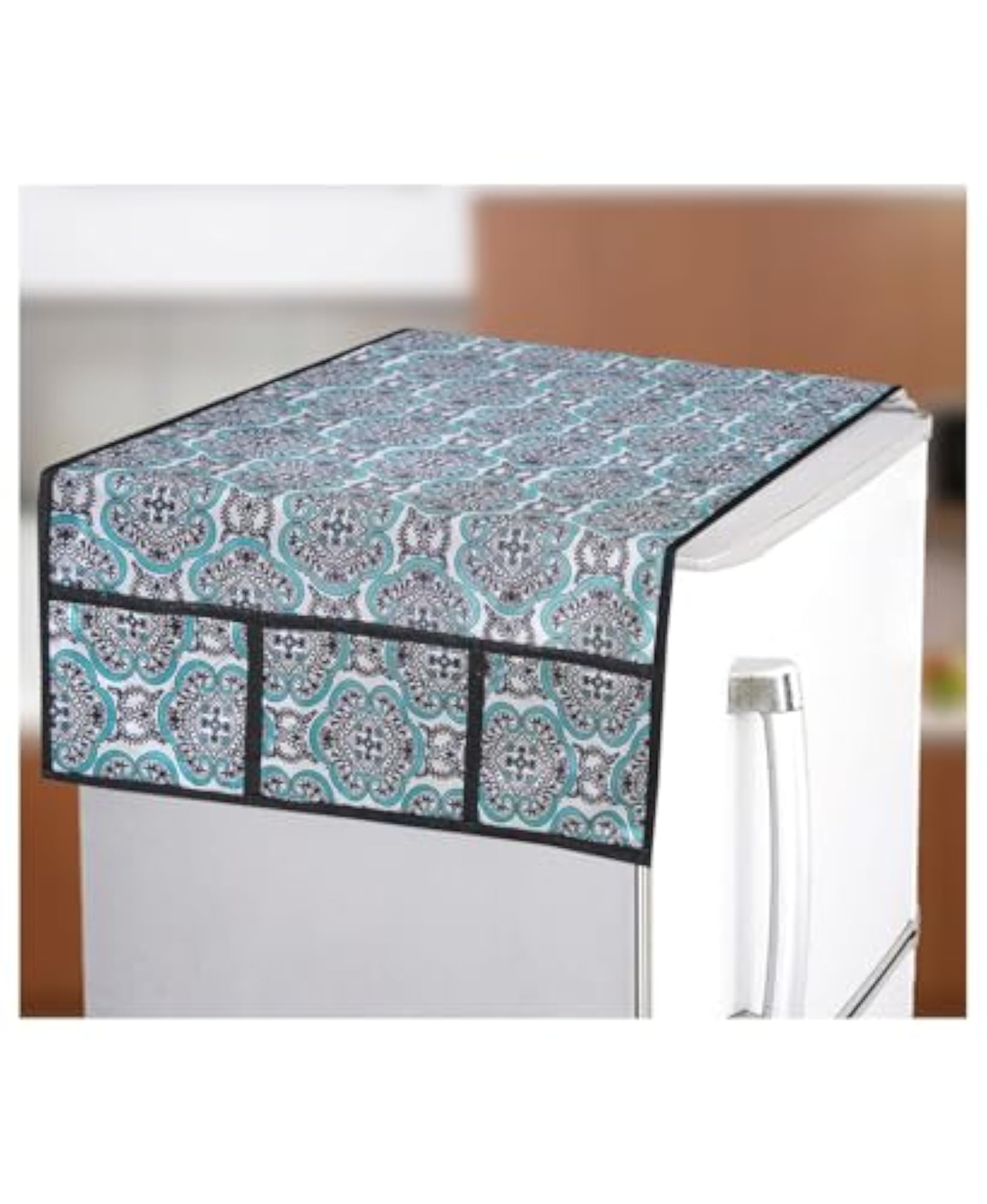 Fridge Top Cover with 6 Utility Pockets, Size 38x23 Inches