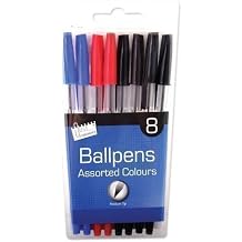 8 x Packet of Ball Point Pens, Black Blue and Red