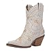Dingo Womens Primrose Embroidered Floral Snip Toe Cowboy Booties Fashion Boot, White, 7 US