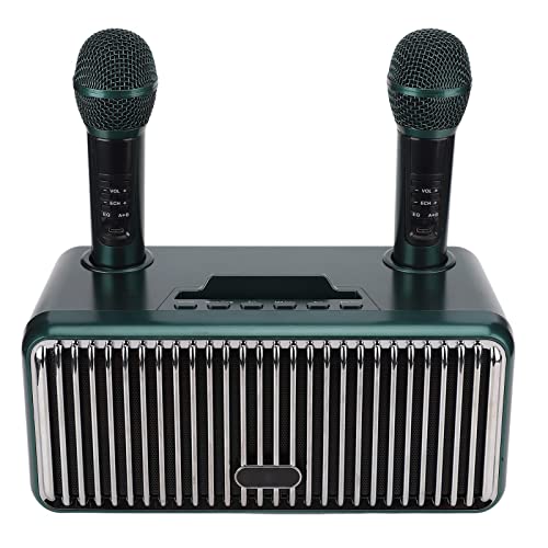 Máquina de karaokê, Sistema de Alto-falante Bluetooth Portátil Com 2 Microfones Sem Fio, Alto-falant
