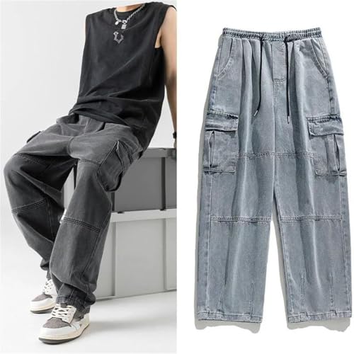 Men's Baggy Jeans Oversize Cargo Korean Wide Streetwear Hip Hop Harajuku Straight Denim Pants3
