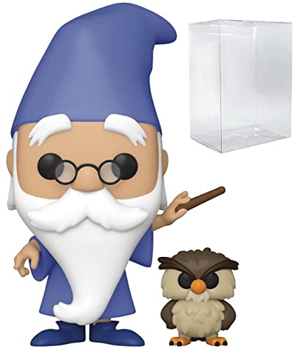 Pop Disney: Espada en la Piedra, Figura de Vinilo Merlín con Arquímedes Funko (Incluye Funda Protectora de Caja Compatible), Multicolor, 3.75 Pulgadas