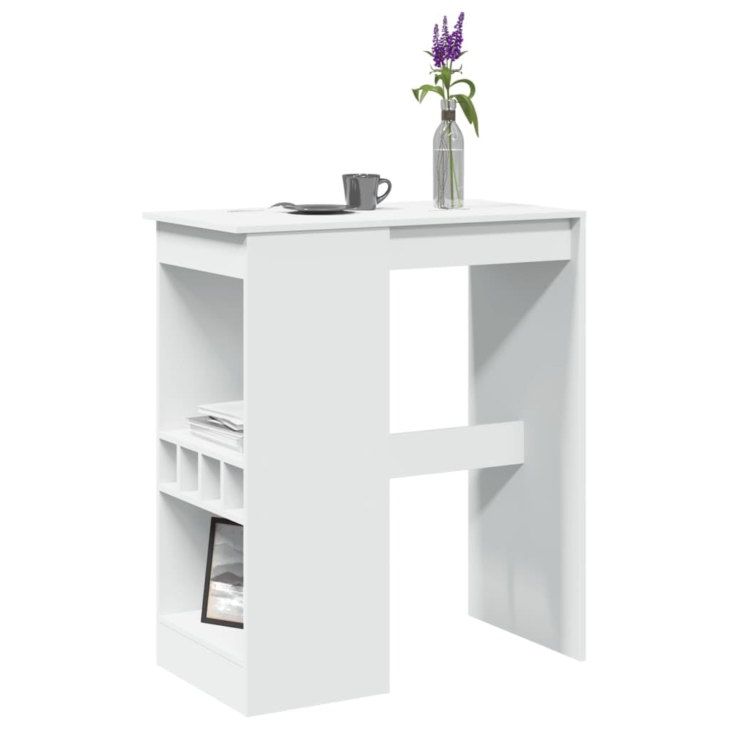 Table de bar avec étagère blanche de salon et cuisine 103,5 cm