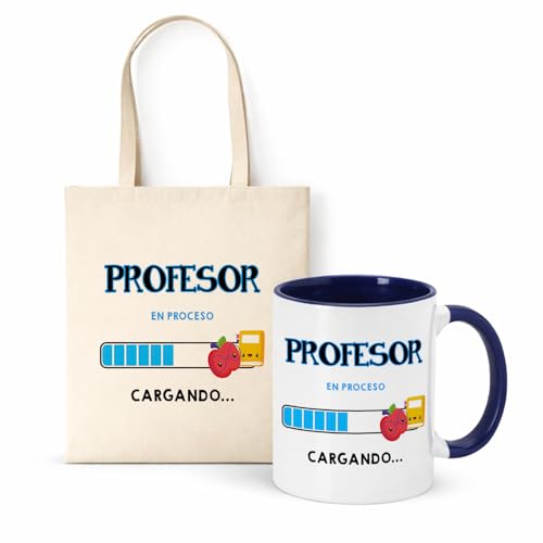 Kembilove® Taza + Bolsa Profesor | Regalo Original Para Profesor | Set Personalizado Para Profesores De Infantil, Primaria, Guardería Y Secundaria | Detalle Fin De Curso