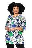 modischer Druck Ulla Popken Damen große Größen Übergrößen Plus Size Longshirt, A-Linie, Tunika-Ausschnitt, 3/4-Arm schwarz 58+ 832975100-58+