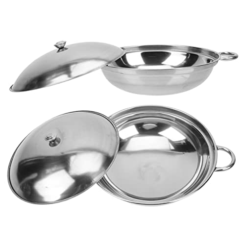 NAMOARLY Stainless Steel Pot Set Griddle Shabu Pot Frying Pan Lid Easy to Clean