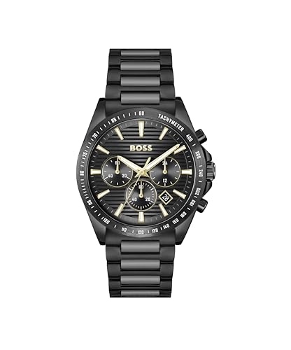 BOSS Zegarek kwarcowy Chronograph dla mężczyzn STRIKE Collection z czarną bransoletą ze stali nierdzewnej - 1514291