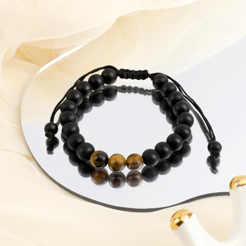 Hisxierng Cadeau Paques Pour Homme Cadeau Mari Bracelets Pierre Naturelle Anniversaire Homme Idée Cadeaux Pour Son Copain Cadeaux Saint Valentin Pour Copain Papa Grand Pere – vue 4