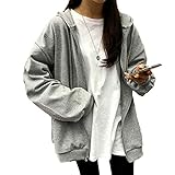 [ニブンノイチスタイル] パーカー ジップ アップ 薄手 裏 起毛 フード 無地 ビッグ レディース (グレー, XXL)