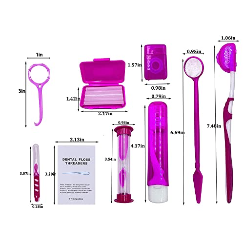 Portable Orthodontic Toothbrush Kit For Orthodontic Patient Braces Interdental Brush Dental Wax Dental Floss Toothbrush Box Oral Care Kit Aligner Removal Tool (Purple) #TOP1