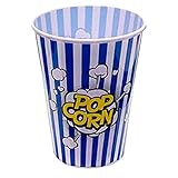  Tradineur - Cubo de palomitas de plástico a rayas, recipiente reutilizable para cine en casa, fiestas, celebraciones. (Color Surtido, 18 x 12 cm)