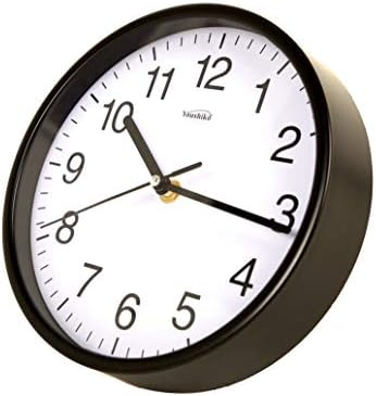 Youshiko Stylish Black & White Bold Classic Quartz Wall Clock Non Ticking Silent (20cm / 8-Inch Diameter), Home/Kitchen/Office/School Clock, Easy to Read